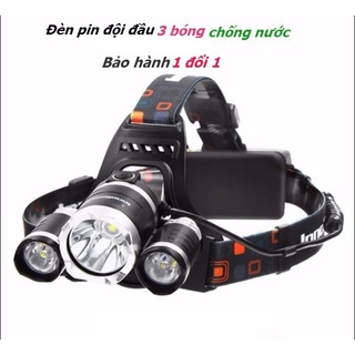 Đèn pin đội đầu 3 bóng, siêu sáng, ánh sáng trắng bóng tuổi thọ 10000h- Đèn Pin Led Siêu Sáng Đội Đầu 3 Bóng