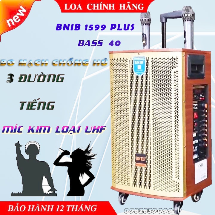 Loa Kéo Cao cấp BNIB 1599 Plus Bass 40- Ba đường tiếng, Âm thanh nổi, Mic UHF xịn xò