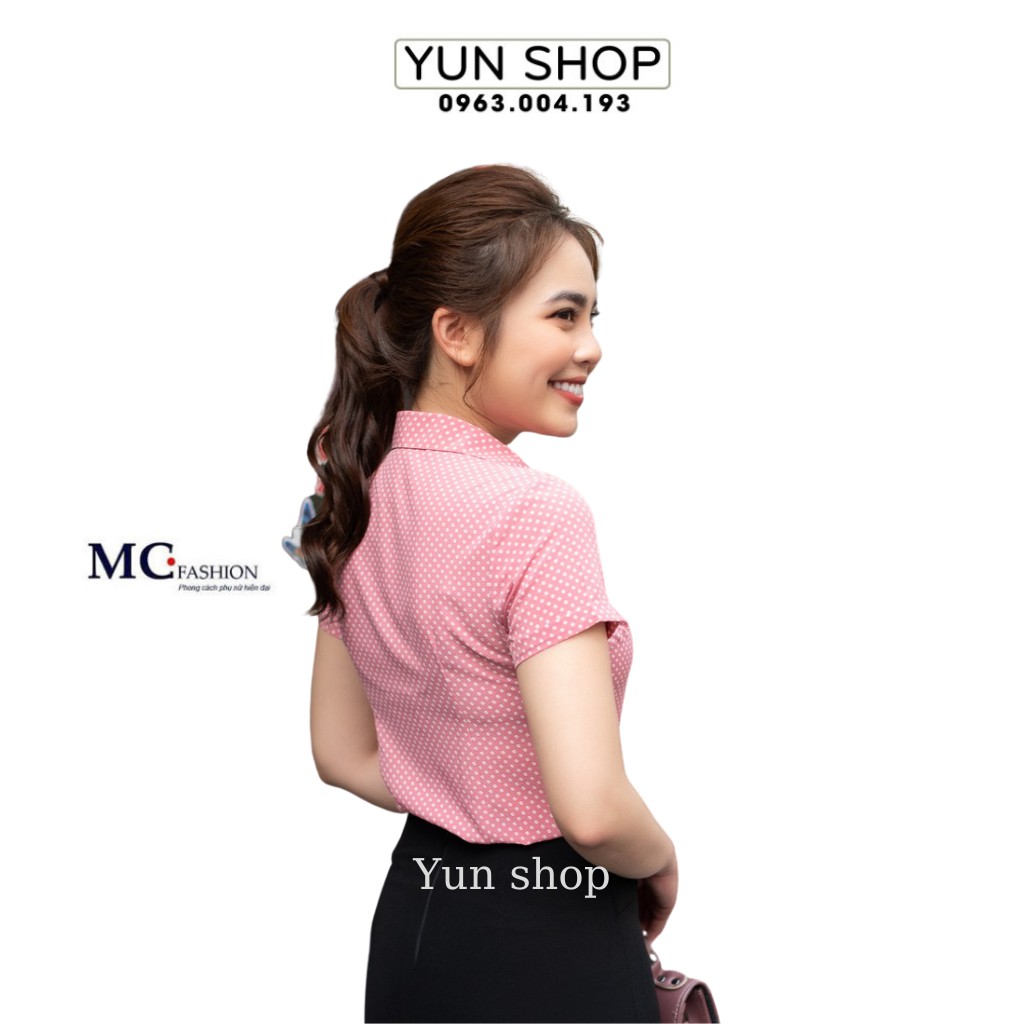 Áo Sơ mi công sở chấm bi đẹp - MC Fashion  A641 Màu hồng chấm bi