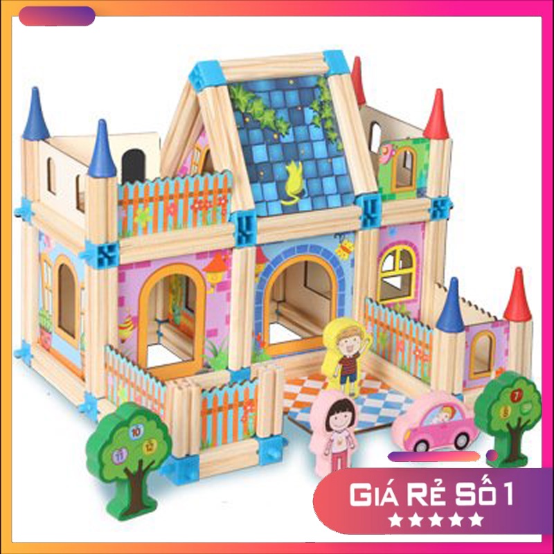 ĐỒ CHƠI LẮP GHÉP MÔ HÌNH NHÀ GỖ 3D CHO BÉ PHÁT TRIỂN TƯ DUY SÁNG TẠO 128 CHI TIẾT