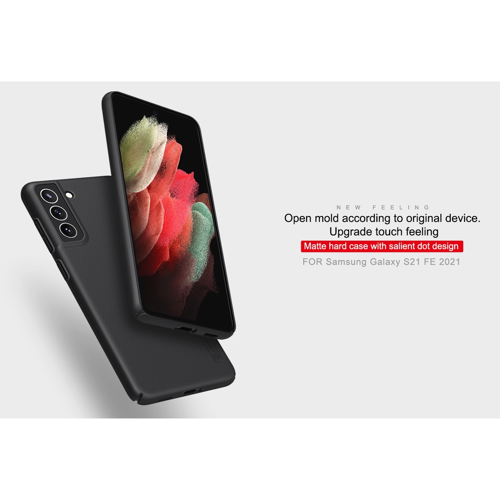 ""Hot Hot""Ốp Lưng Samsung Galaxy S21 FE Hiệu Nillkin Dạng Sần Chính Hãng