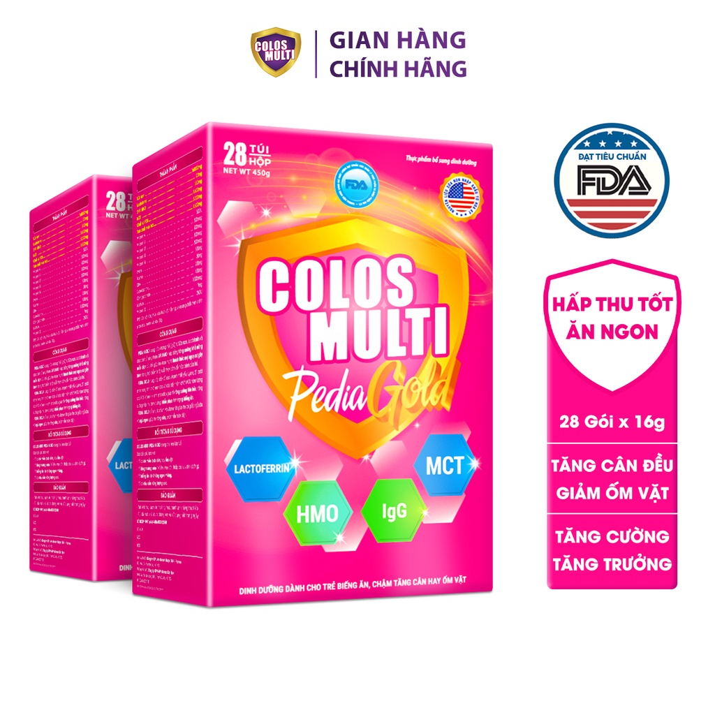 Combo 2 hộp sữa non Colosmulti Pedia Gold hộp 28 gói x 16g dành cho trẻ biếng ăn