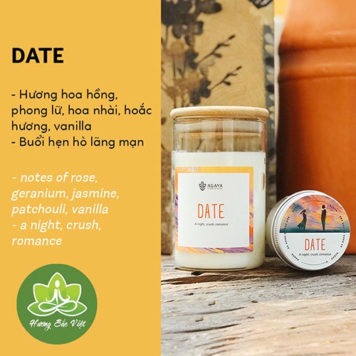 Nến Thơm Agaya  Mùi Date, hương thơm hoa hồng lãng mạn, Hẹn Hò