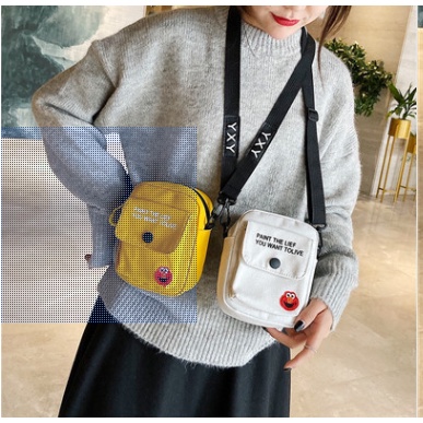 Túi Vải Canvas Đeo Chéo Mini Phong Cách Hàn Quốc Dễ Thương VL03 DOLLASHOP