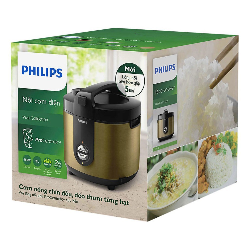 [Mã ELHADEV giảm 4% đơn 300K] Nồi cơm điện 2L, công suất 650W Philips HD3132/68, Hàng phân phối chính hãng