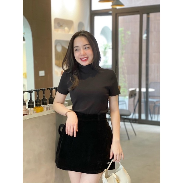 CHÂN VÁY NHUNG DÁNG A THÊU TAG X GẤU CÓ LÓT QUẦN DÀY DẶN MS15677
