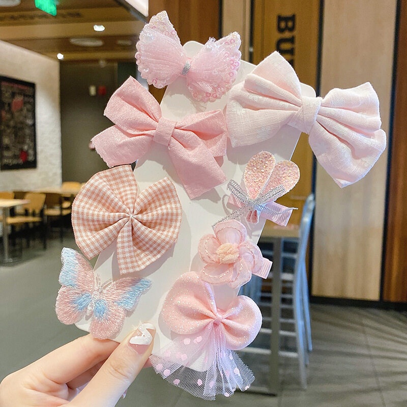 Set 8 Kẹp Tóc Hình Hoa Dễ Thương Cho Bé Gái