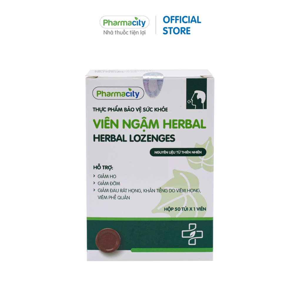 Thực phẩm Pharmacity bảo vệ sức khỏe thảo dược Herbal Lozenges New (Hộp 50 viên)