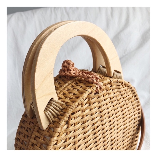 Túi mây du lịch quai gỗ