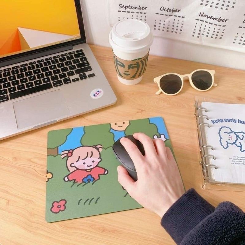 Lót Chuột Cute, Bàn Di Chuột Dễ Thương Họa Tiết Cô Bé Nhật Bản Chất Liệu Chống Thấm Nước