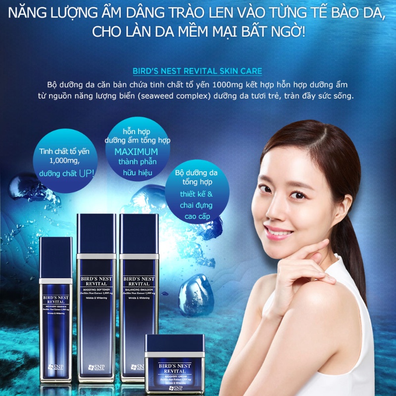 Nước Hoa Hồng SNP Bird's Nest Revital Boosting Softener Hỗ Trợ Dưỡng Sáng Da Cải Thiện Nếp Nhăn - 130ml