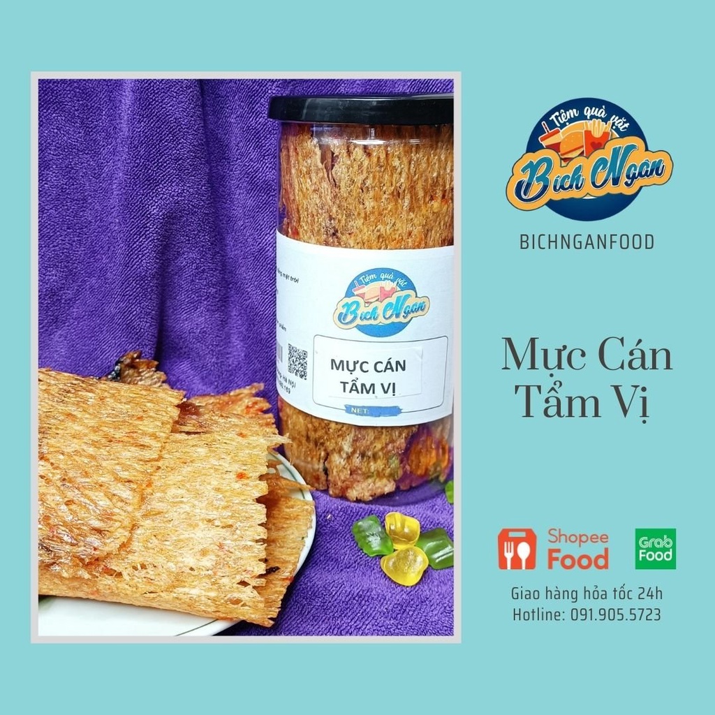 (Đồ Ăn Vặt Ngon) 100g Mực Cán Tẩm Vị Nha Trang ĐỒ ĂN VẠT NGON | BICHNGAN FOOD