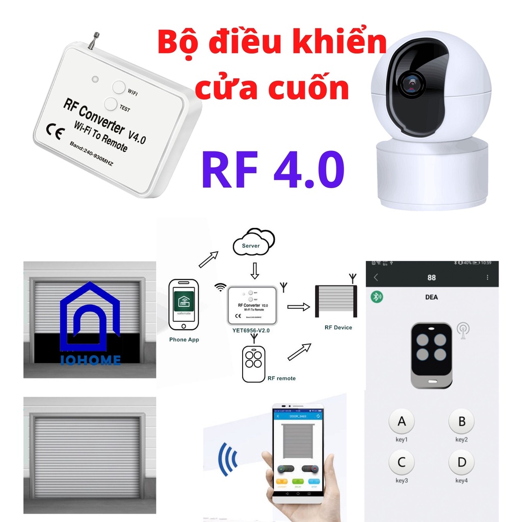 Camera AI thông minh 4.0Mp 2K kết nối Wifi băng tầng kép 5G, kết hợp camera mở cửa cuốn với bộ điều khiển V3.0, V4.0 RF