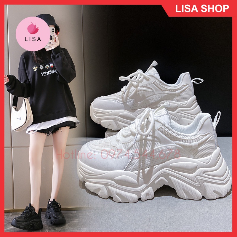 Giày Thể Thao Nữ, Giày Sneaker Nữ Độn Đế Da Mềm Phối Lưới Phong Cách Ulzzang, M64 Lisa Shop