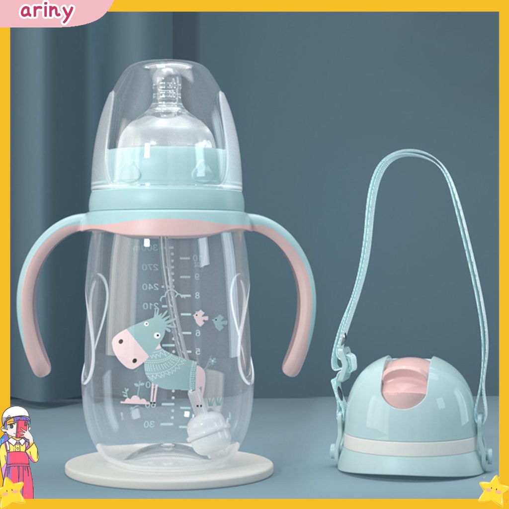 Bình uống sữa có tay cầm và ống hút 240ml / 300ml dễ uống cho bé