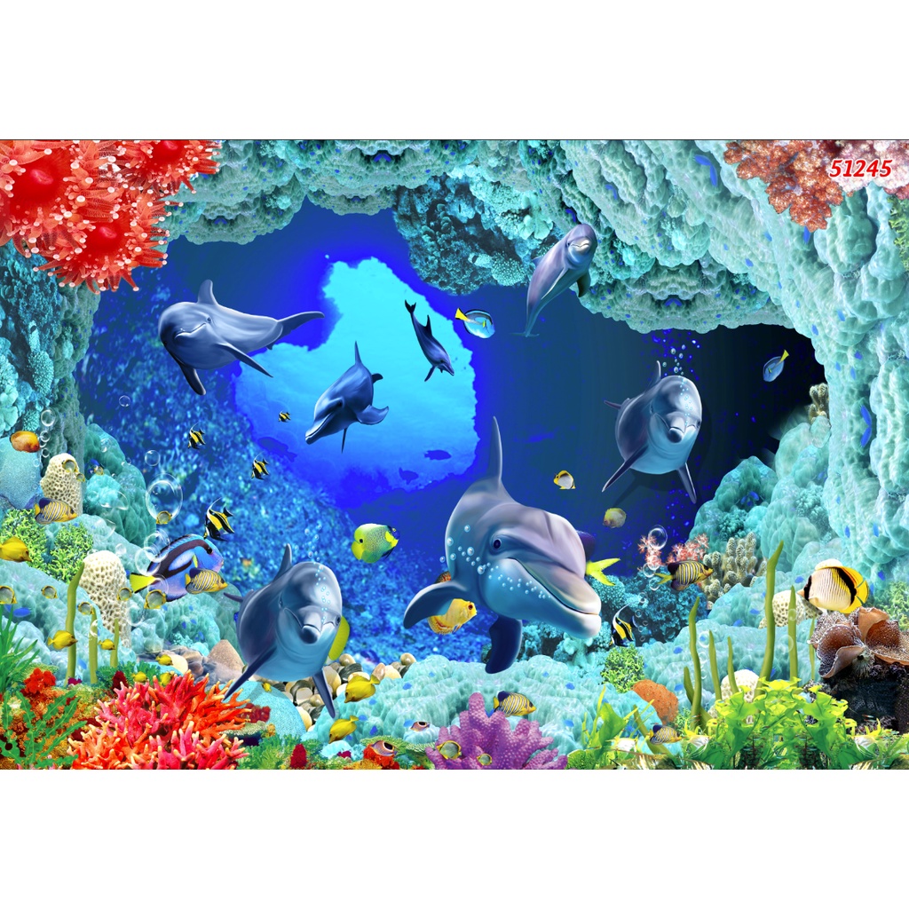 Tranh Dán Tường Đại Dương 3D Hiện Đại đẹp lung linh, hình ảnh chân thực