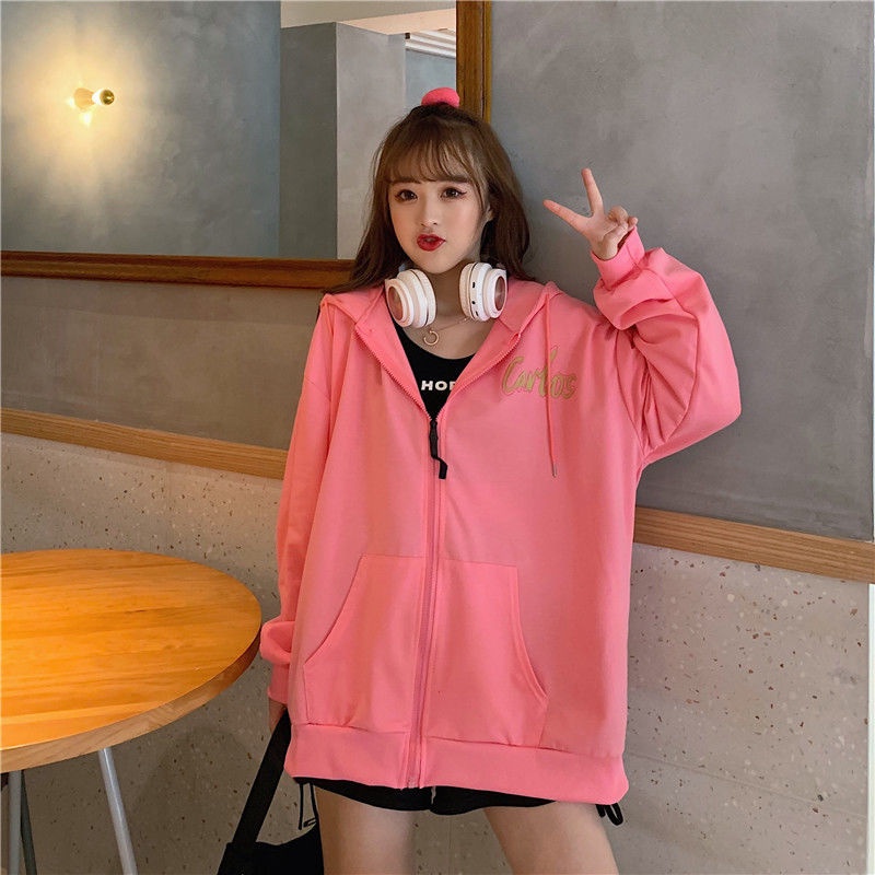 ZHELIHANGFEI Áo Khoác Hoodie Dáng Rộng In Họa Tiết Cá Tính Trẻ Trung