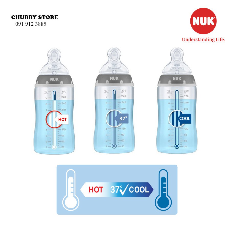 [CHUBBYSHOP] Bình sữa cảm biến nhiệt cho bé Nuk PP dung tích 150ml và 300ml