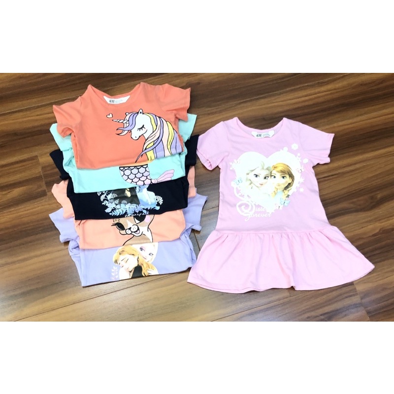 Váy bé gái ngắn tay 10-31kg in hình Pony Elsa Minnie hàng Xuất