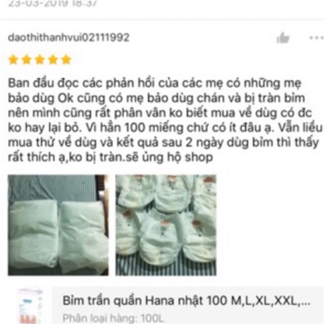 Bỉm Quần Hana 100 M 100L 100XL 100XXL 100XXXL