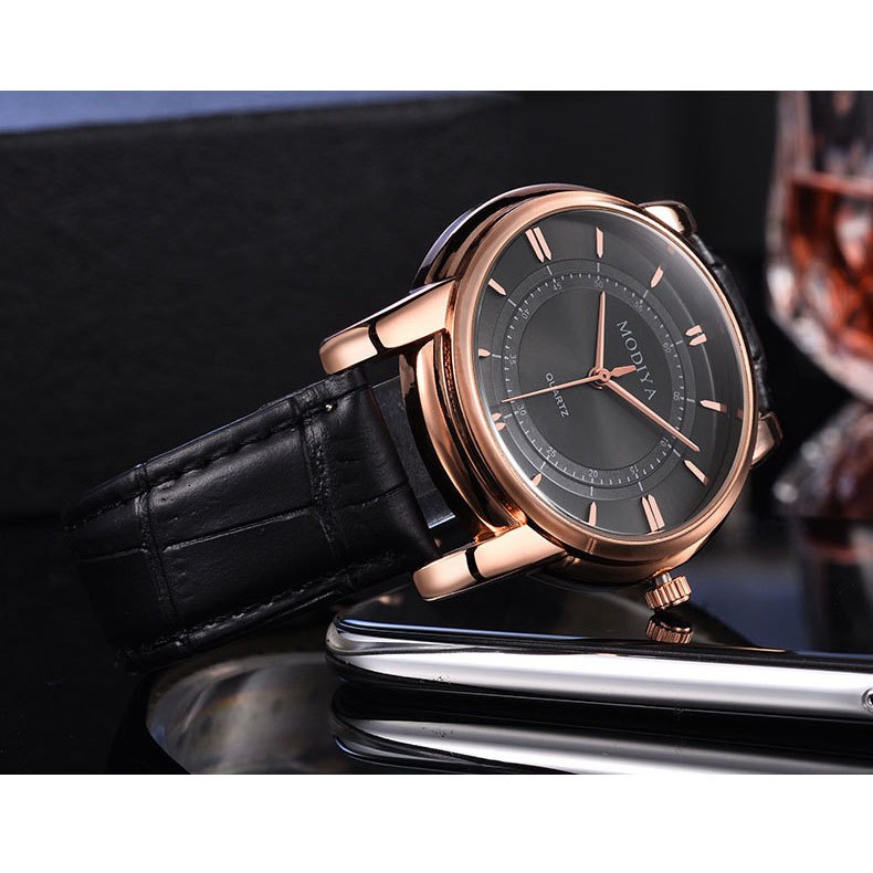 Đồng hồ Nam Modiya M1122 Doanh Nhân 2019 Dây Da PU Cao Cấp