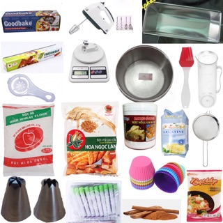 Set đồ làm bánh cơ bản Nguyên liệu làm bánh Dụng cụ làm bánh