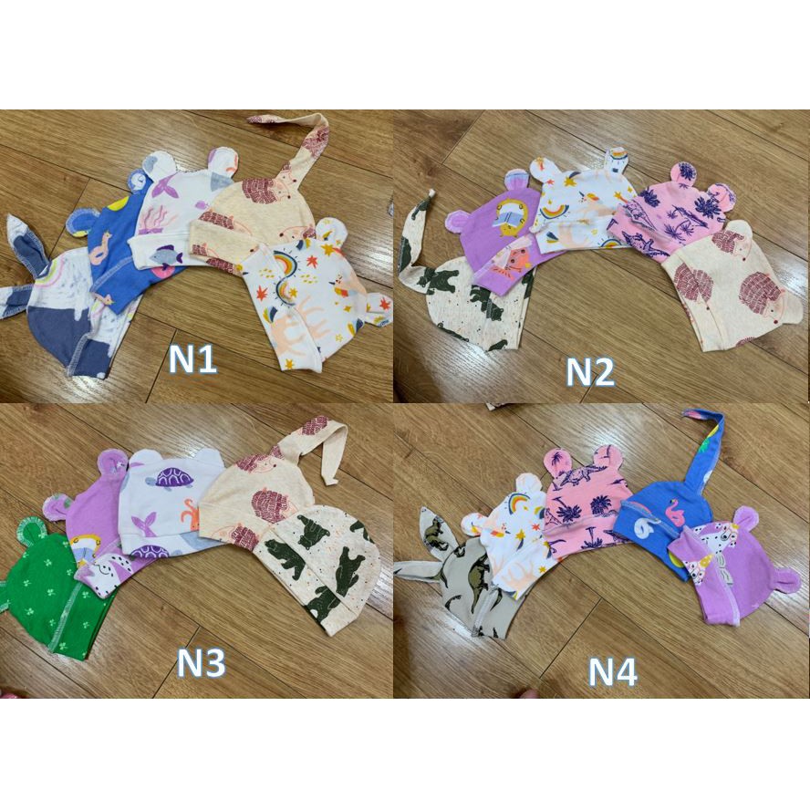 Set 5 mũ cho bé sinh non  ✨𝙎𝙞𝙯𝙚 𝙧𝙞𝙚̂𝙣𝙜✨ Kích cỡ dành riêng cho bé sinh non mềm mại, co dãn và thấm hút mồ hôi