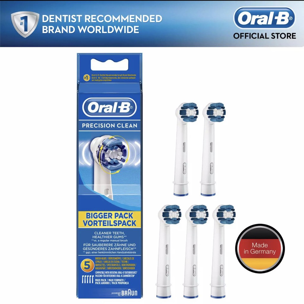 Bộ bàn chải điện Oralb Vitality Precision Clean + Vỉ 5 đầu bàn chải (bảo hành 6T + Tặng kèm 03 nắp chụp đầu bàn chải)