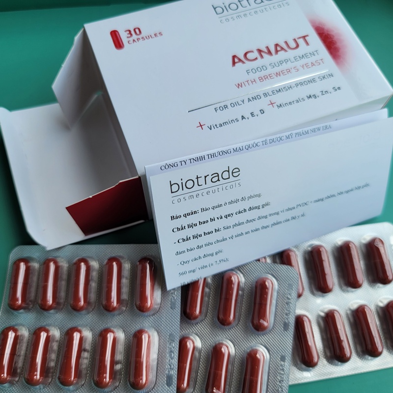 [NHẬP KHẨU] Biotrade Viên uống giảm mụn Acnaut Food Supplement 30 viên