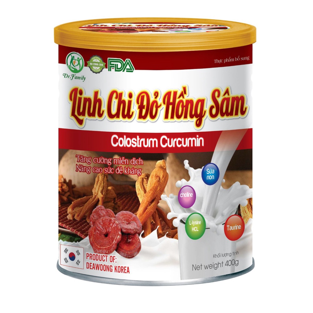 Sữa Bột Linh Chi Đỏ Hồng Sâm Colostrum Curcumin- Giúp Tăng Cường Miễn Dịch, Nâng Cao Sức Đề Kháng , Giúp Bồi Bổ Sức Khỏe