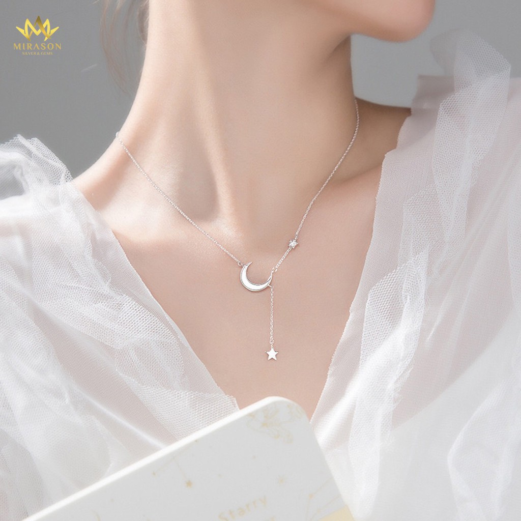 Dây Chuyền Bạc Nữ MIRASON Trăng Sao Sang Trọng MDC027 - Vòng Cổ Nữ Bạc 925 Cao Cấp