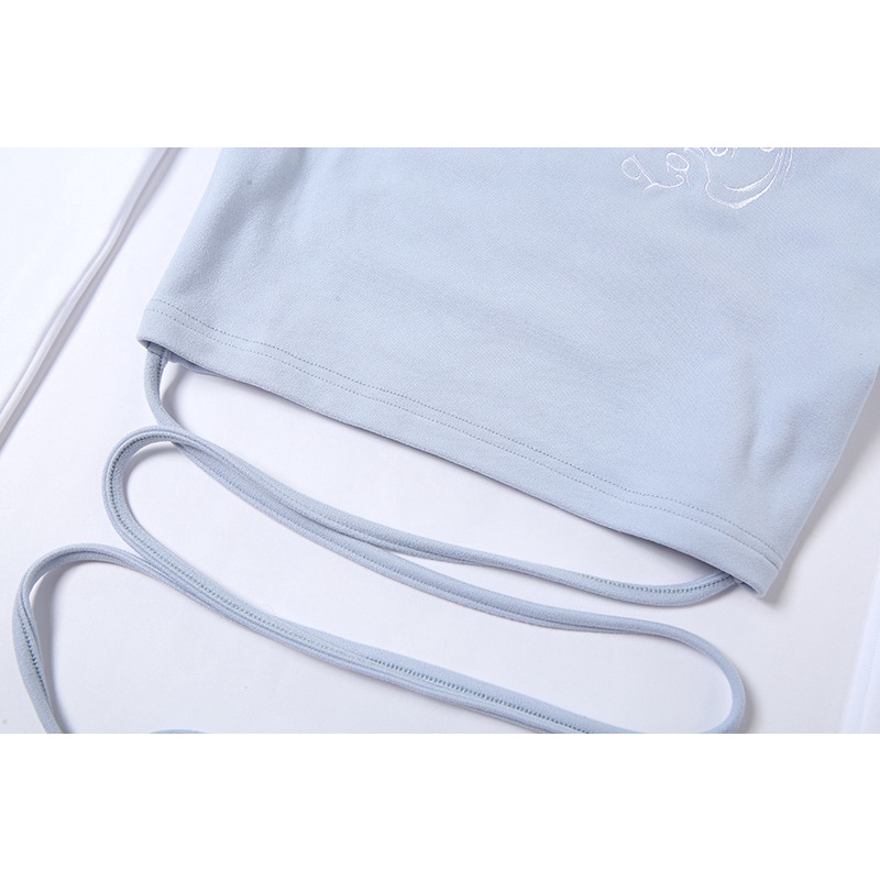 DUNEA Áo thun croptop tay ngắn thêu họa tiết thời trang cho nữ