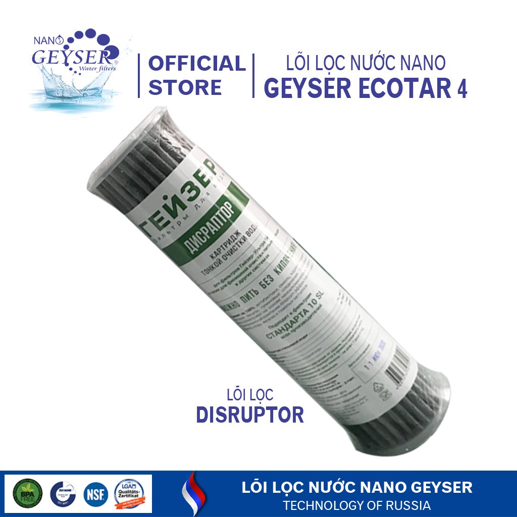 Bộ 3 lõi lọc123-1-2-3-Ecotar-Aragon Bio-Disruptor-dòng bình lọc nước Nano Geyser Ecotar