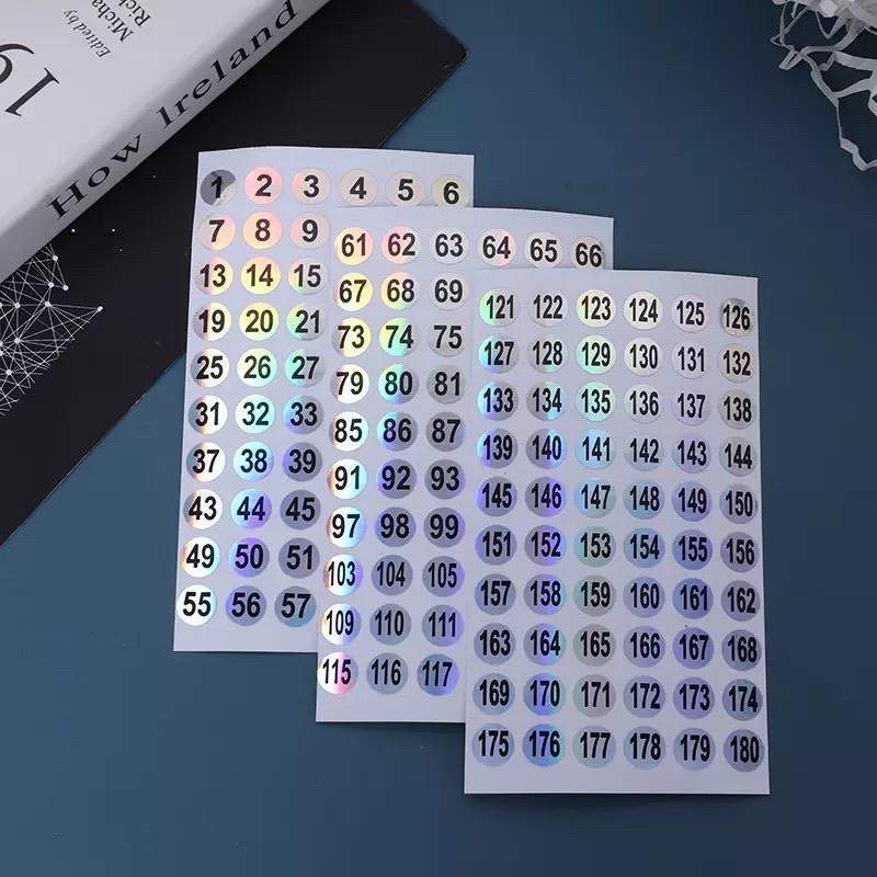 Set 60 miếng dán số chai sơn In194 chất liệu cao cấp 7 màu , 1 - 300, kt 1cm