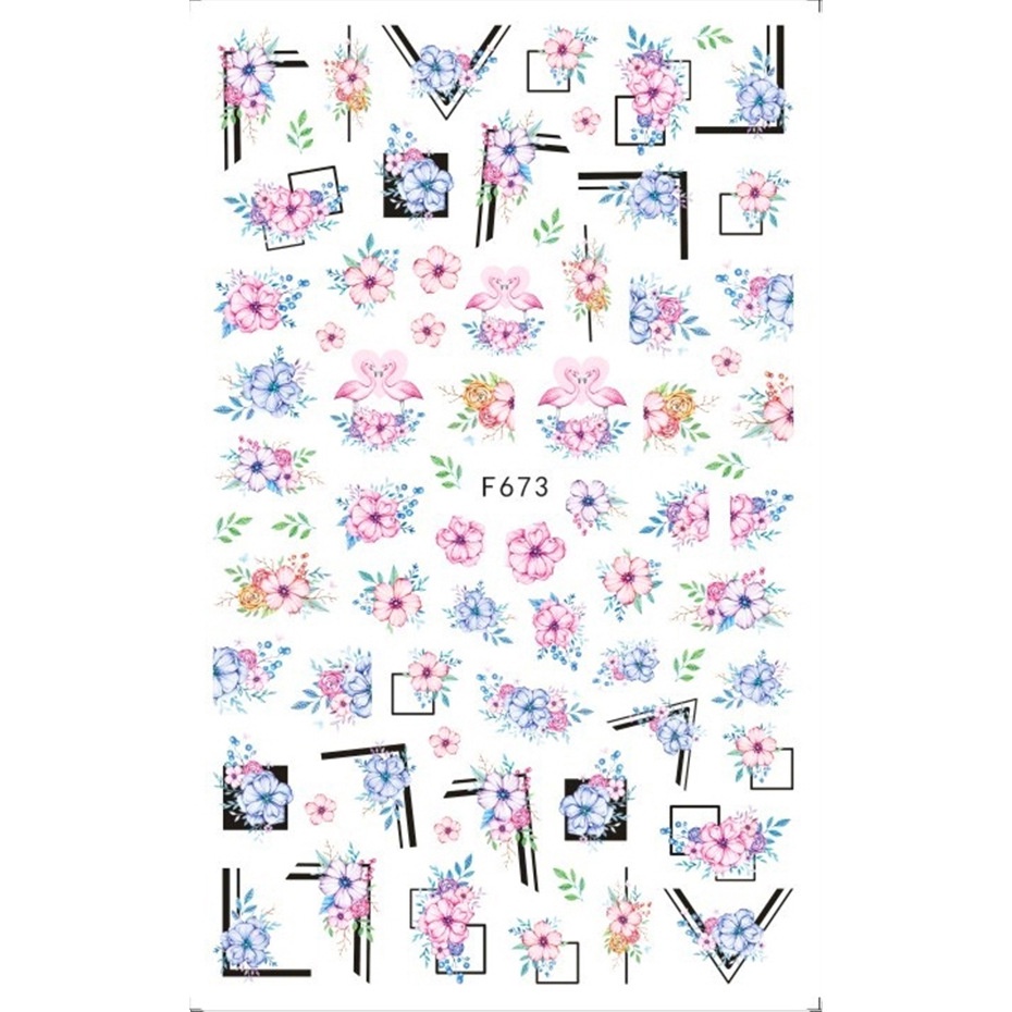 Miếng Dán Trang Trí Móng Tay Hình Hoa Hồng Và Bướm Màu Sắc Retro