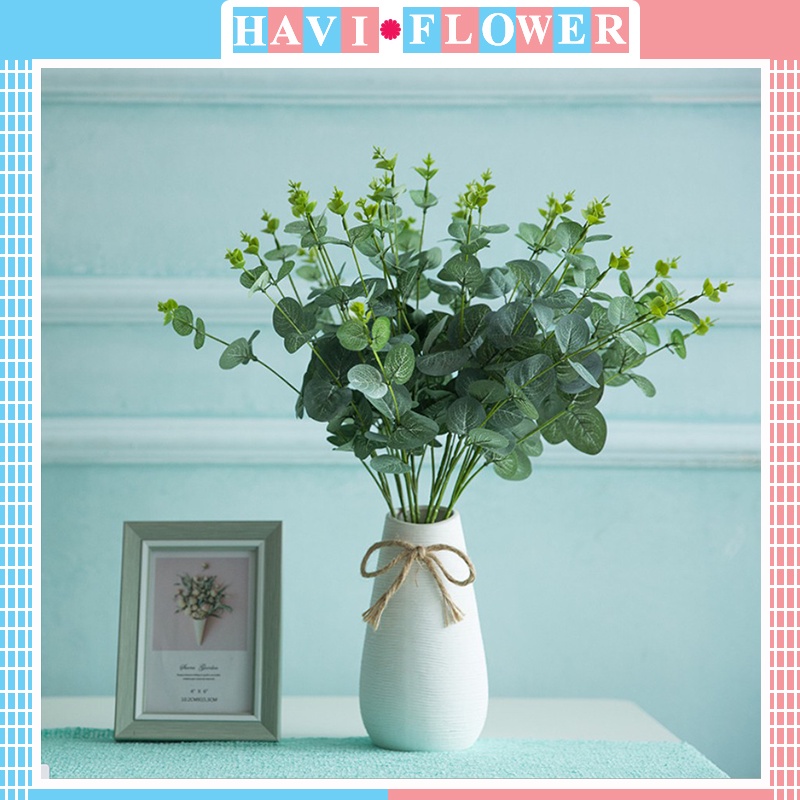 Hoa Giả - Cành Lá Táo Giả Havi 55Cm Giống Lá Thật, Cành 16 Nhánh Nhỏ Phụ Kiện Trang Trí Cắm Hoa