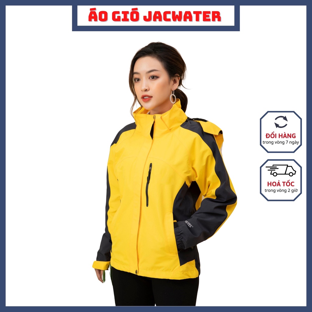 Áo khoác gió nam nữ 2 lớp chống nắng nước form rộng, phối màu du lịch thể thao JACWATER V350