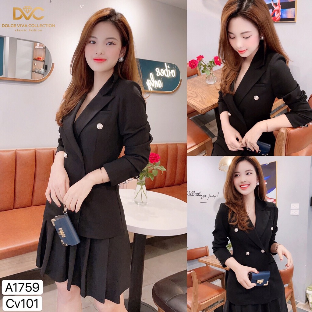 Áo vest đen thiết kế A1759 - ĐẸP SHOP DVC ( Ảnh mẫu và ảnh trải sàn do shop tự chụp )