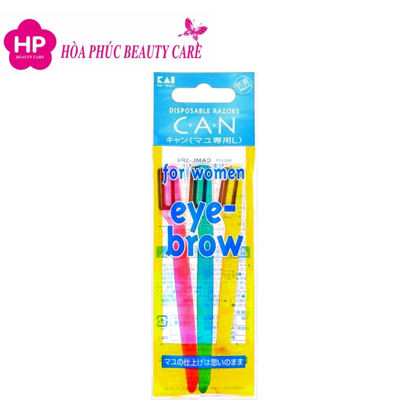 Dao Cạo Lông Mày Lưỡi Đơn Kai Razor Eye-Brow CAML-3P4 004183 Dành Cho Nữ (Set 3 Cây)