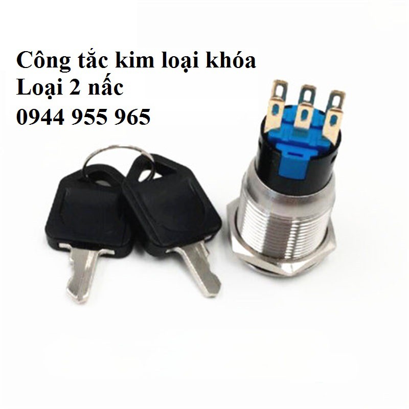 Công tắc kim loại chìa khóa 19mm 22mm 12V  chống nước chống gỉ sét