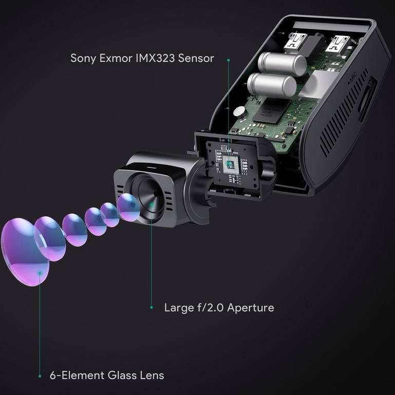 Camera Hành Trình ô tô AUKEY DR02 1080P FHD 2K cảm biến cảnh báo va chạm/ chệch làn đường hỗ trợ GPS/ ghi âm ban đêm