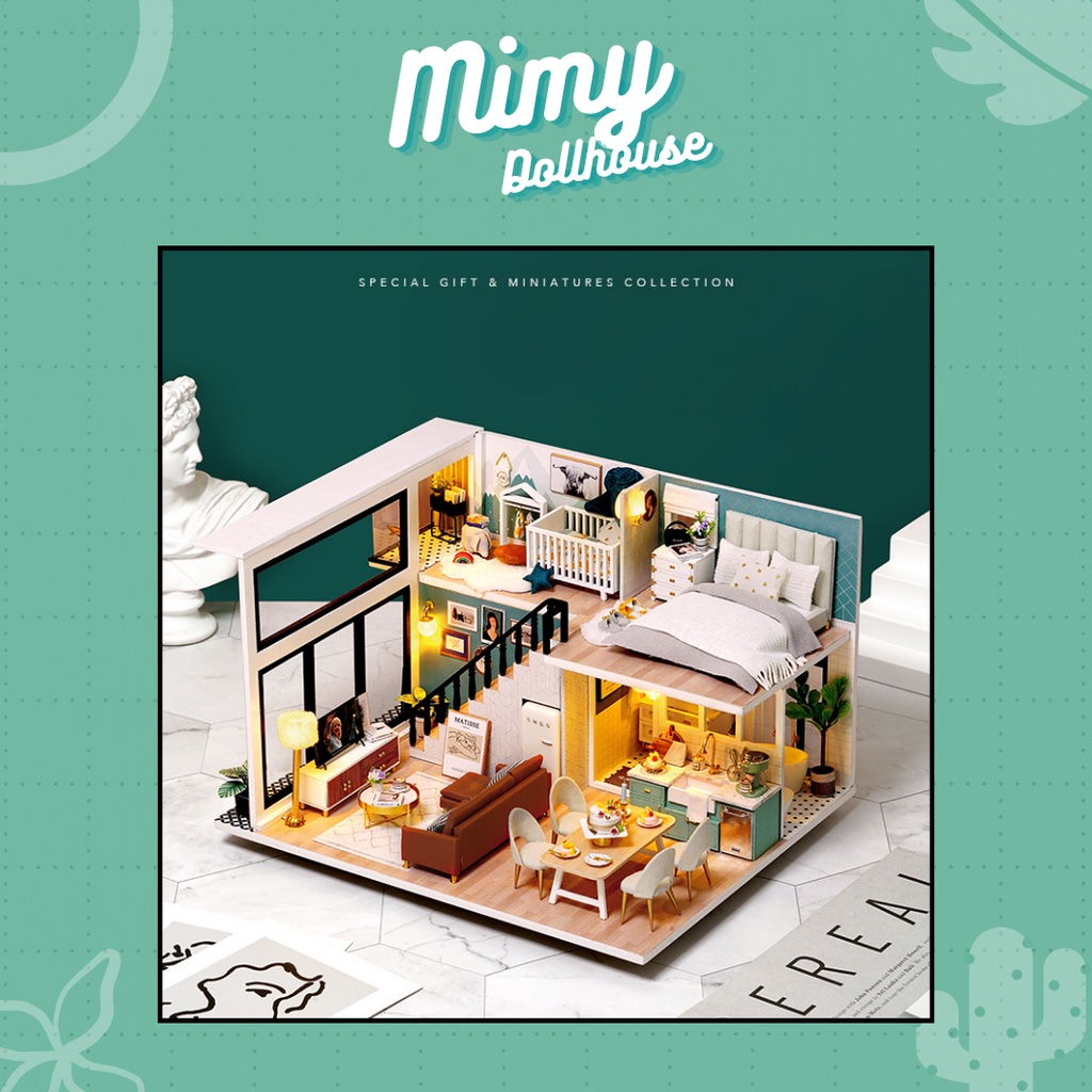 (Tặng mica, keo dán chuyên dụng các loại, đèn...) Mô hình nhà búp bê gỗ Comfortable Life L031 tự lắp ráp DIY dollhouse