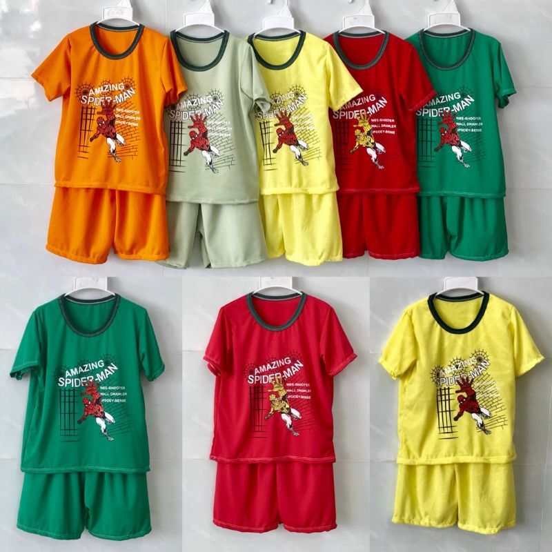 (9-25kg).Combo 5 bộ siêu nhân thun cotton bé trai