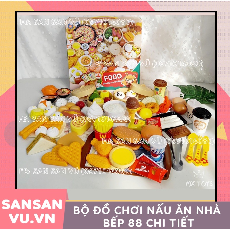 Bộ đồ chơi nấu ăn nhà bếp 88 chi tiết mẫu mới cho bé bằng nhựa