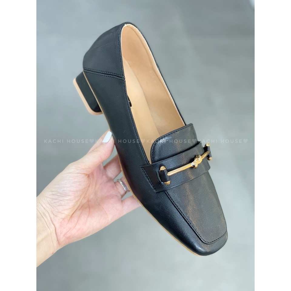 Giày bệt moca nữ da mềm gót vuông tag xích mẫu 899-9 – Kachi House