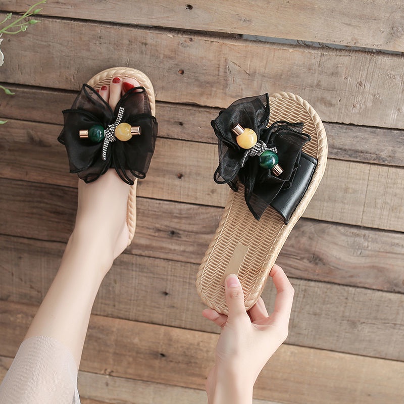 CHZK Dép Sandal Bằng Vải Voan Màu Sắc Trơn Phong Cách Hàn Quốc Cho Nữ
