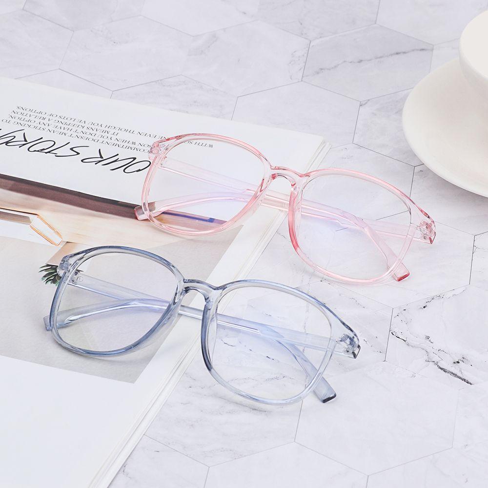 Mắt Kính Gọng Tròn Bằng Nhựa Trong Suốt Siêu Nhẹ Unisex