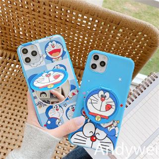 Realme X C1 2pro OPPO A7 A5S A3S A12 A91 A31 A9 A5 A37 A83 F3 F5 A57 A77 F1S R9S F9 F11 Doraemon Mirror Holder Silicone Case