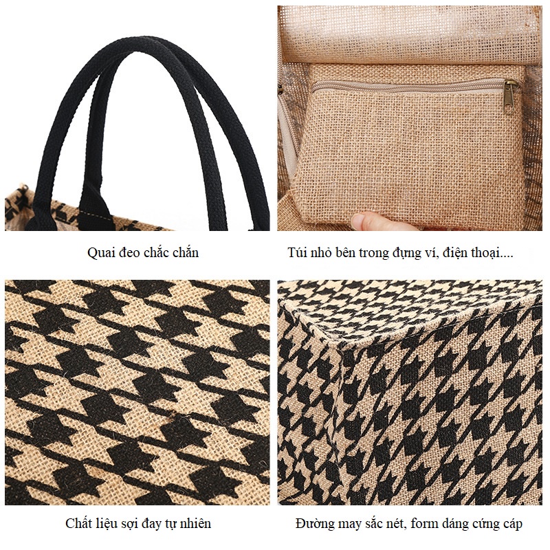 Túi cói đi biển vitage túi xách cói du lịch đi làm size to thời trang phong cá tính SAIGON HAT