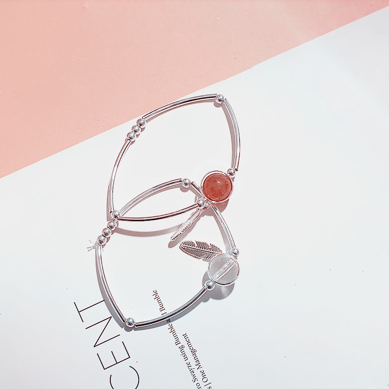 Vòng Tay Đính Hạt Lông Vũ Đơn Giản Thời Trang Hàn Quốc